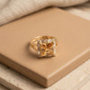The Peachy Zenith: Versatile Metallic-Tone Prismatic Gemstone Ring