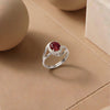 ''The Scarlet Swirl: Argent-Polish Ruby Halo Ring