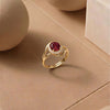 ''The Scarlet Swirl: Argent-Polish Ruby Halo Ring