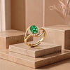 The Verdant Bloom: Gilded Swirl-Shank Emerald Ring