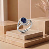 Imperial Cobalt-Aura: Silver and gold -Polish Swirl-Contour Ring