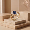Imperial Cobalt-Aura: Silver and gold -Polish Swirl-Contour Ring