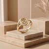 The Scarlet Ember: Ruby-Heart Pavé Statement Ring (Gold/Ruby Stone)