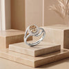 The Scarlet Ember: Ruby-Heart Pavé Statement Ring (Gold/Ruby Stone)