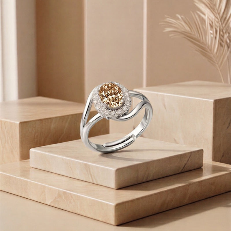 The Scarlet Ember: Ruby-Heart Pavé Statement Ring (Gold/Ruby Stone)