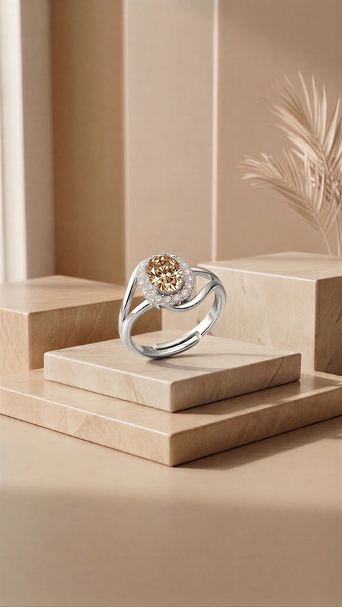 The Scarlet Ember: Ruby-Heart Pavé Statement Ring (Gold/Ruby Stone)