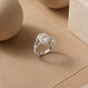 The Argent Glace: Silver and golden-Polish Radiant Halo Ring