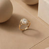 The Argent Glace: Silver and golden-Polish Radiant Halo Ring