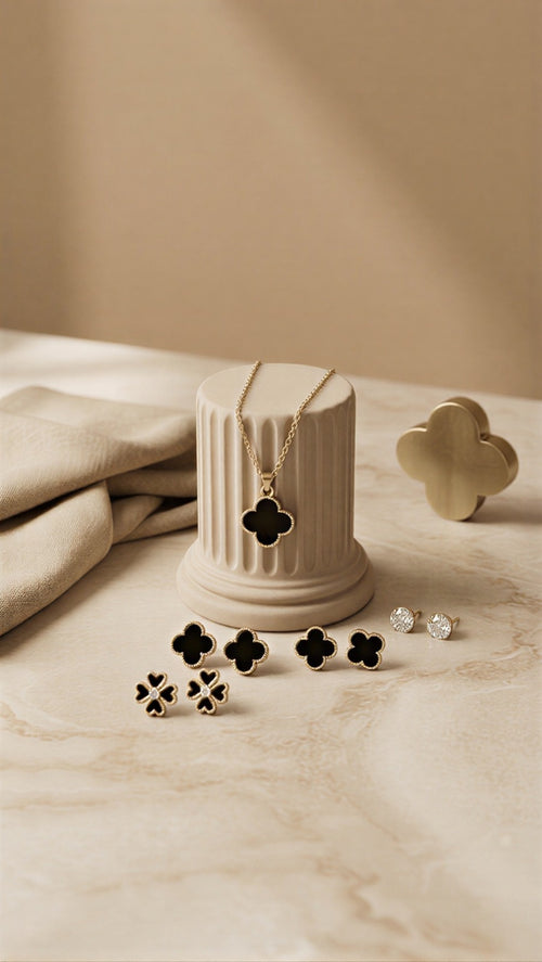 The Crimson Eminence: Bimetallic Rubicund Earring & Necklace Combo