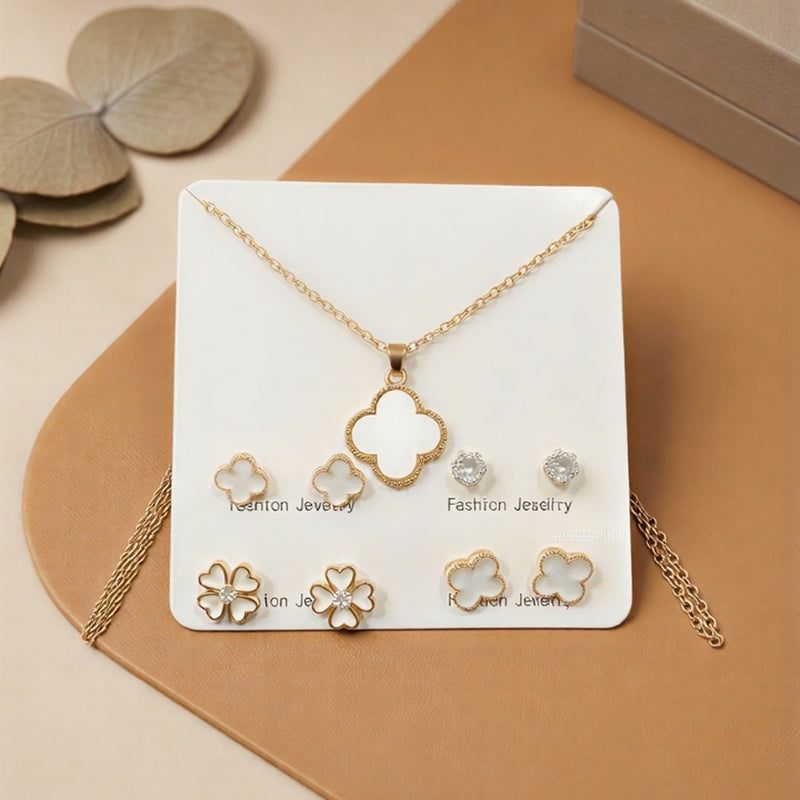The Scarlet Opulence: Bimetallic Rubicund Earring & Pendant Combo