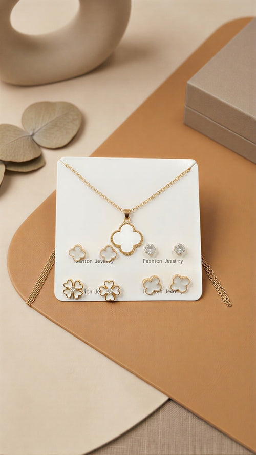 The Scarlet Opulence: Bimetallic Rubicund Earring & Pendant Combo
