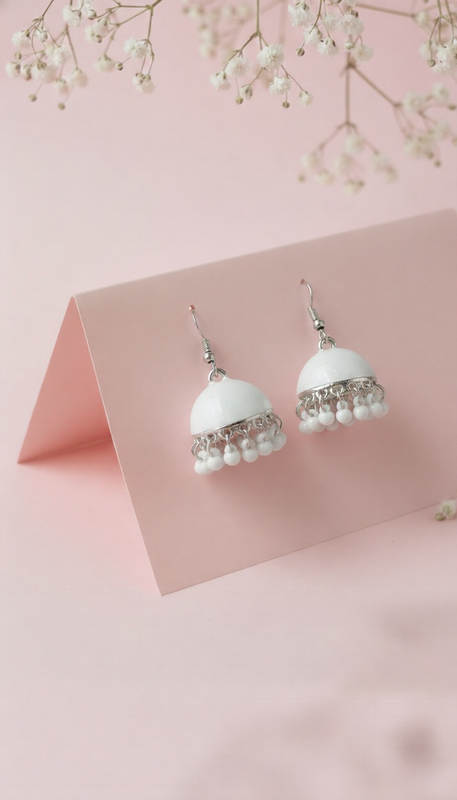 Refined Metallic Bell Jhumkas – Etched Geometric Fashion Earrings