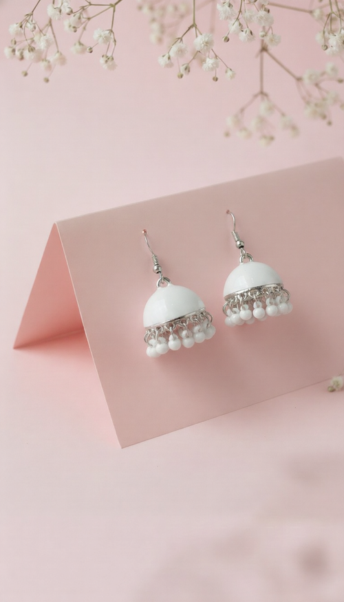 Refined Metallic Bell Jhumkas – Etched Geometric Fashion Earrings