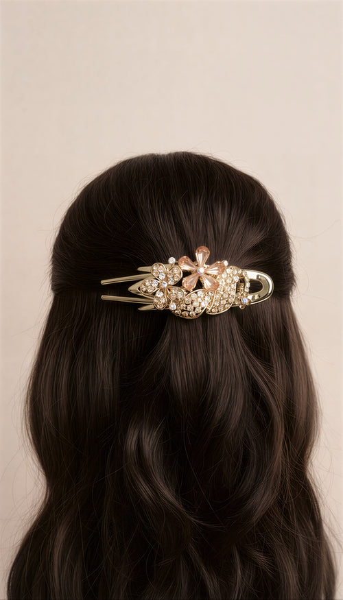 Luxury Filigree Floral Hair Clip – Shimmering Crystal Flower Barrette