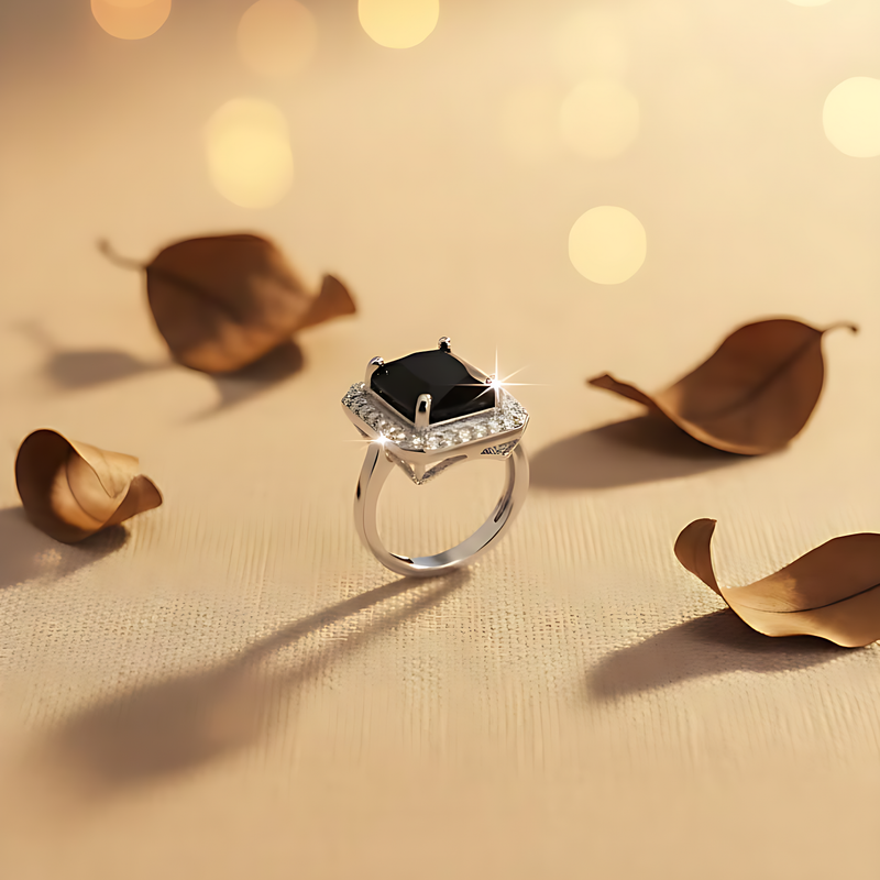 Radiant Square Halo Ring - Premium Gold-Hued Statement | One Jewellery Store