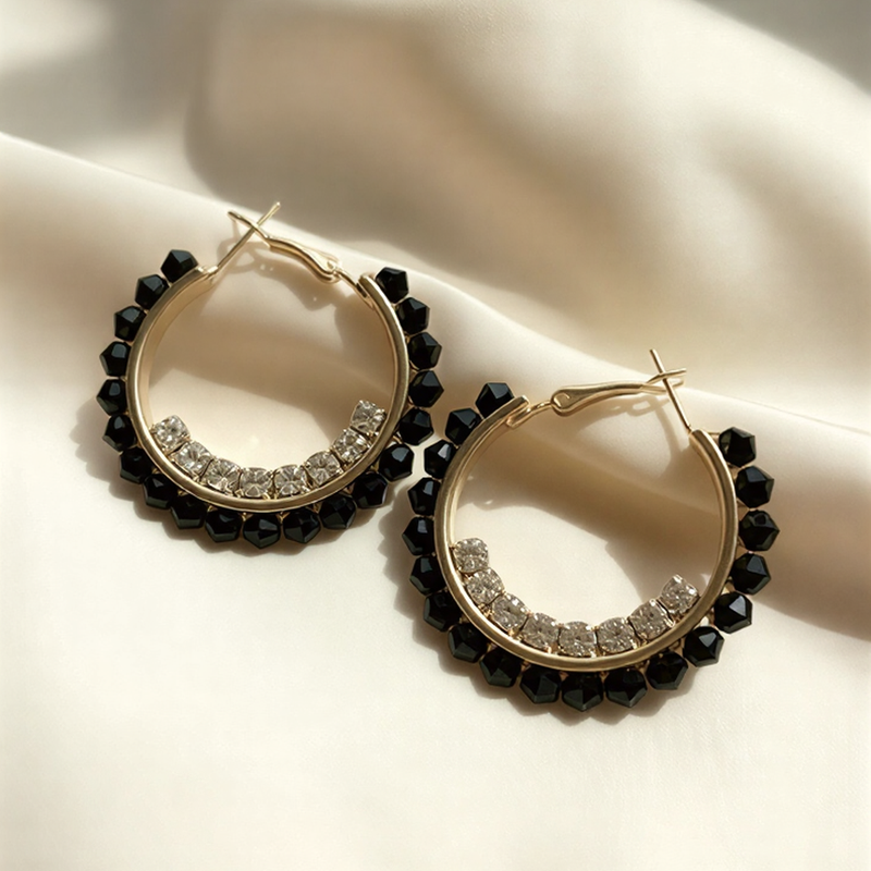 Radiant Double-Row Crystal Hoops – Exquisite Handcrafted Boutique Statement Earrings