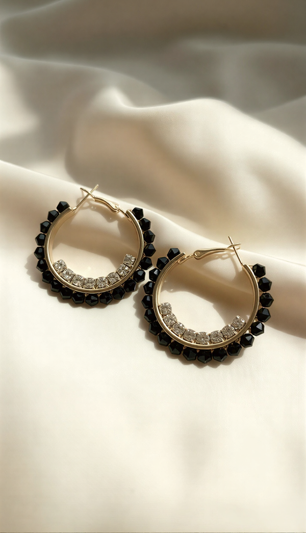 Radiant Double-Row Crystal Hoops – Exquisite Handcrafted Boutique Statement Earrings