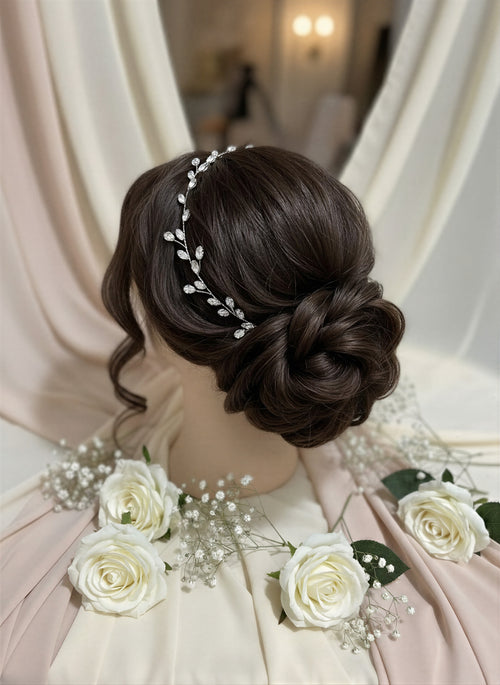 Shimmering Crystal Bridal Hair Vine – Delicate Floral Wedding Headpiece..