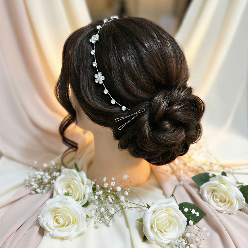 Shimmering Crystal Bridal Hair Vine – Delicate Floral Wedding Headpiece