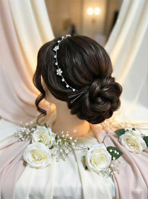 Shimmering Crystal Bridal Hair Vine – Delicate Floral Wedding Headpiece