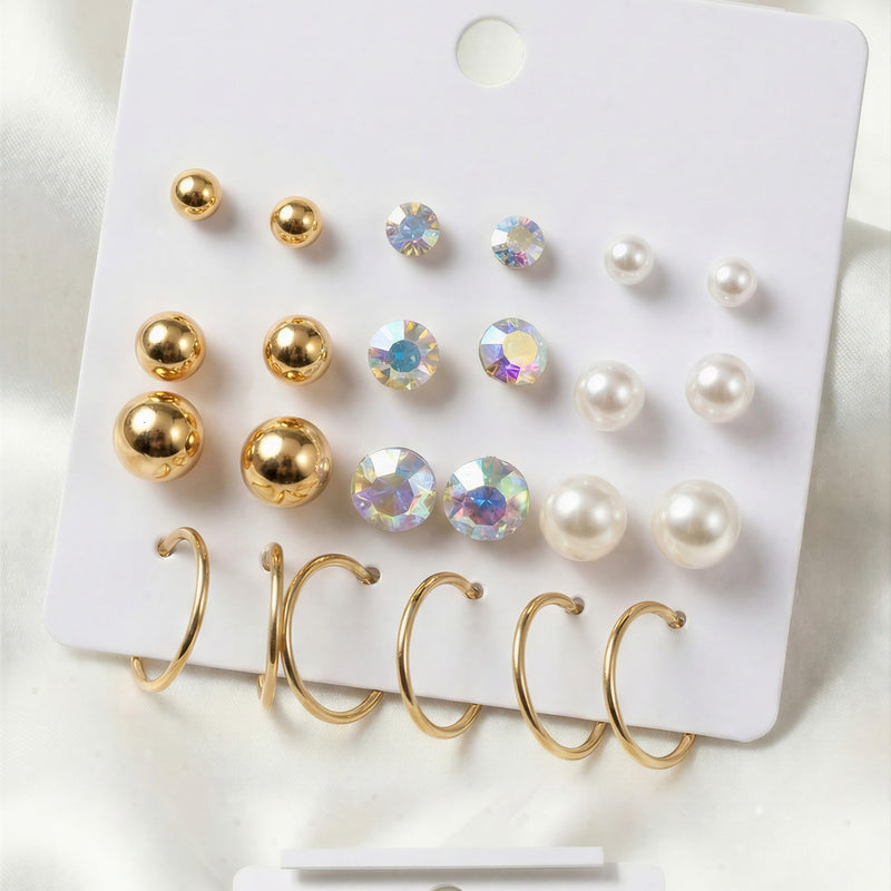 12-Pair Romantic Red Heart & Floral Earring Collection..