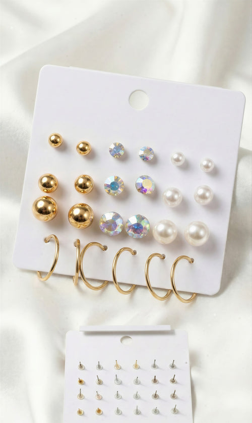 12-Pair Romantic Red Heart & Floral Earring Collection..