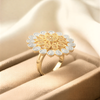 Luxury Floral Filigree Statement Ring – Adjustable Crystal Encrusted Flower Ring