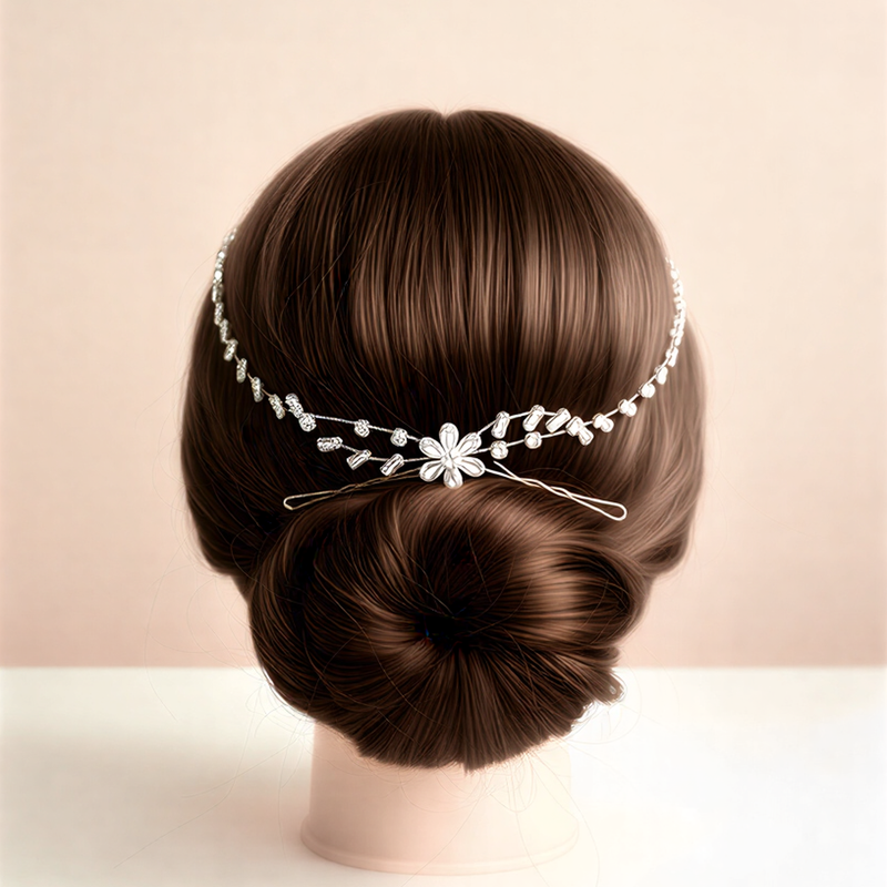 Premium Filigree Flower Hair Barrette – Hand-Set Crystal Metallic Hair Jewellery