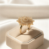 Celestial Gold Sun-Flower Ring – Exquisite Crystal-Paved Statement Jewelry