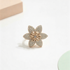 Radiant Crystal Floral Statement Ring – Exquisite Handcrafted Petal Jewelry