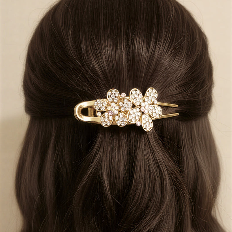 Luxury Filigree Floral Hair Clip – Shimmering Crystal Flower Barrette