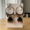 Obsidian Radiance Filigree Hoops – Minimalist Gold-Lined Ethnic Jewelry