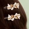 Couture Crystal Ribbon Bow Pins – Radiant Pair of Boutique Hair Jewelry