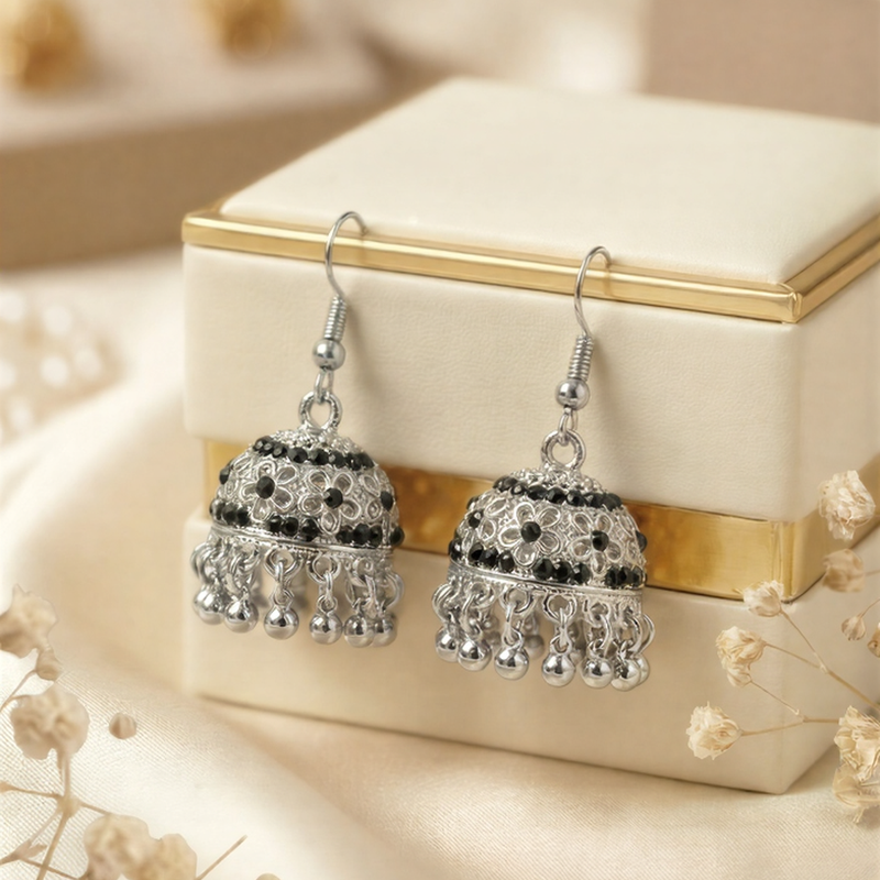 Artisan Matte Bloom Jhumkas – Handcrafted Floral Bell & Bead Collection .