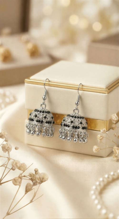 Artisan Matte Bloom Jhumkas – Handcrafted Floral Bell & Bead Collection .