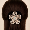 Premium Floral Pony Holder | Elastic Filigree Hair Tie with Crystals