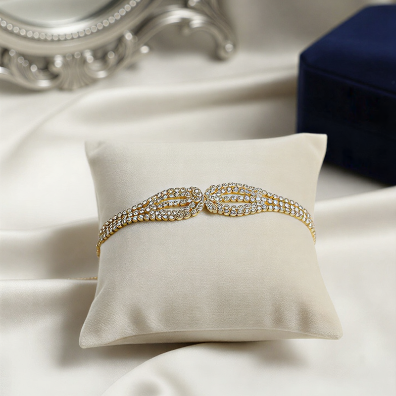 Dazzling Gold-Tone Floral Bracelet – Multi-Strand Crystal Studded Cuff