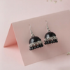 Metallic Engraved Jhumka Earrings – Traditional Patterned Drop Design