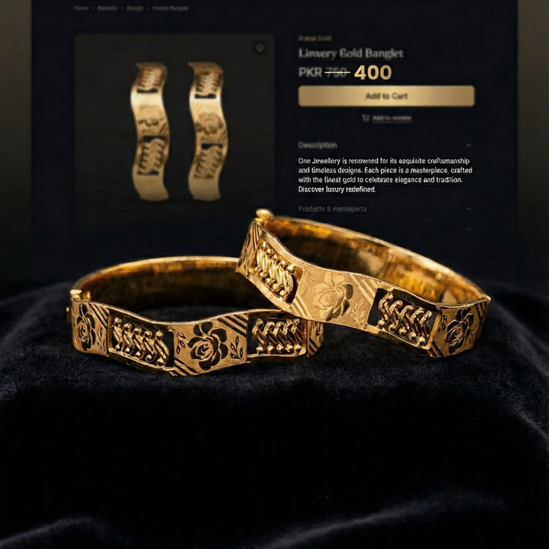 Luxury Rose-Patterned Gold Banglet - Artisan Floral Design | Premium Finish
