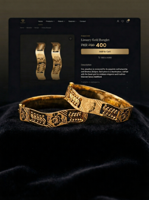 Luxury Rose-Patterned Gold Banglet - Artisan Floral Design | Premium Finish