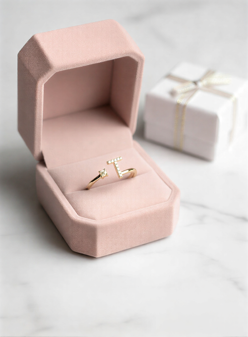 Imperial Initial 'T' Crystal Suite – Radiant Adjustable Boutique Statement Ring