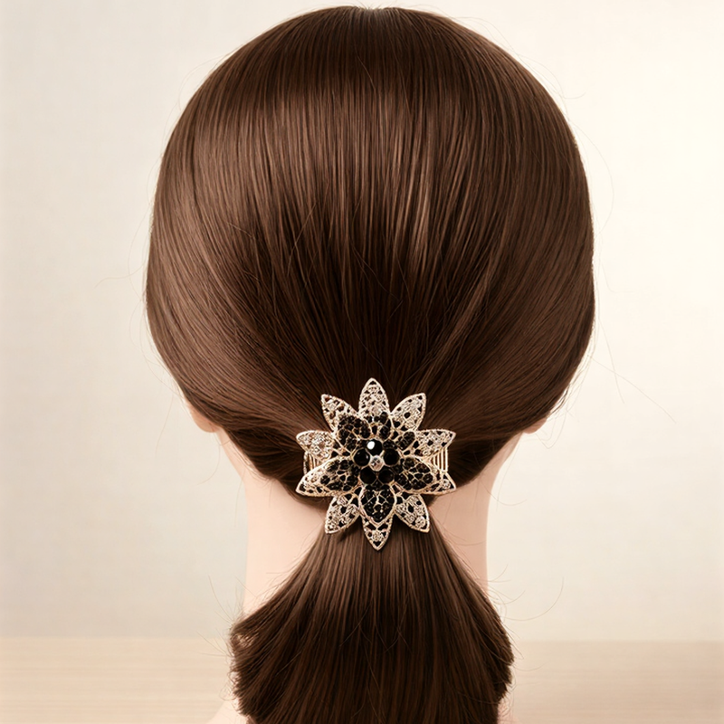 Vintage Filigree Flower Hair Pony – Elegant Floral Elastic Hair Band