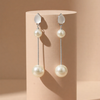 Modern Pearl Double Drop Earrings – Geometric Triangle & Teardrop Collection