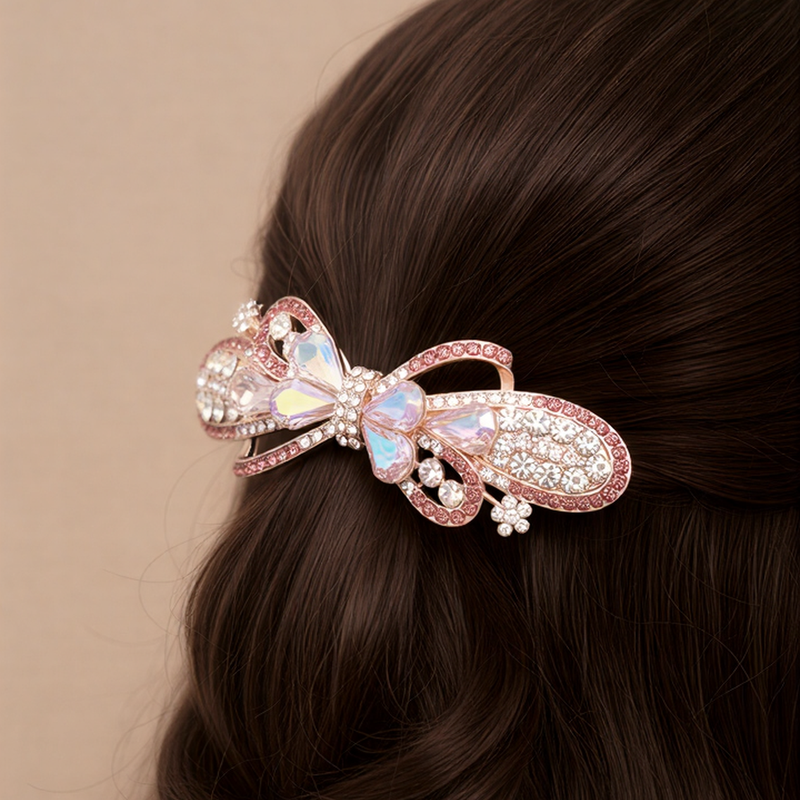 Exquisite Filigree Floral Hair Barrette – Shimmering Metallic Petal Clip .
