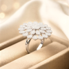 Luxury Floral Filigree Statement Ring – Adjustable Crystal Encrusted Flower Ring .